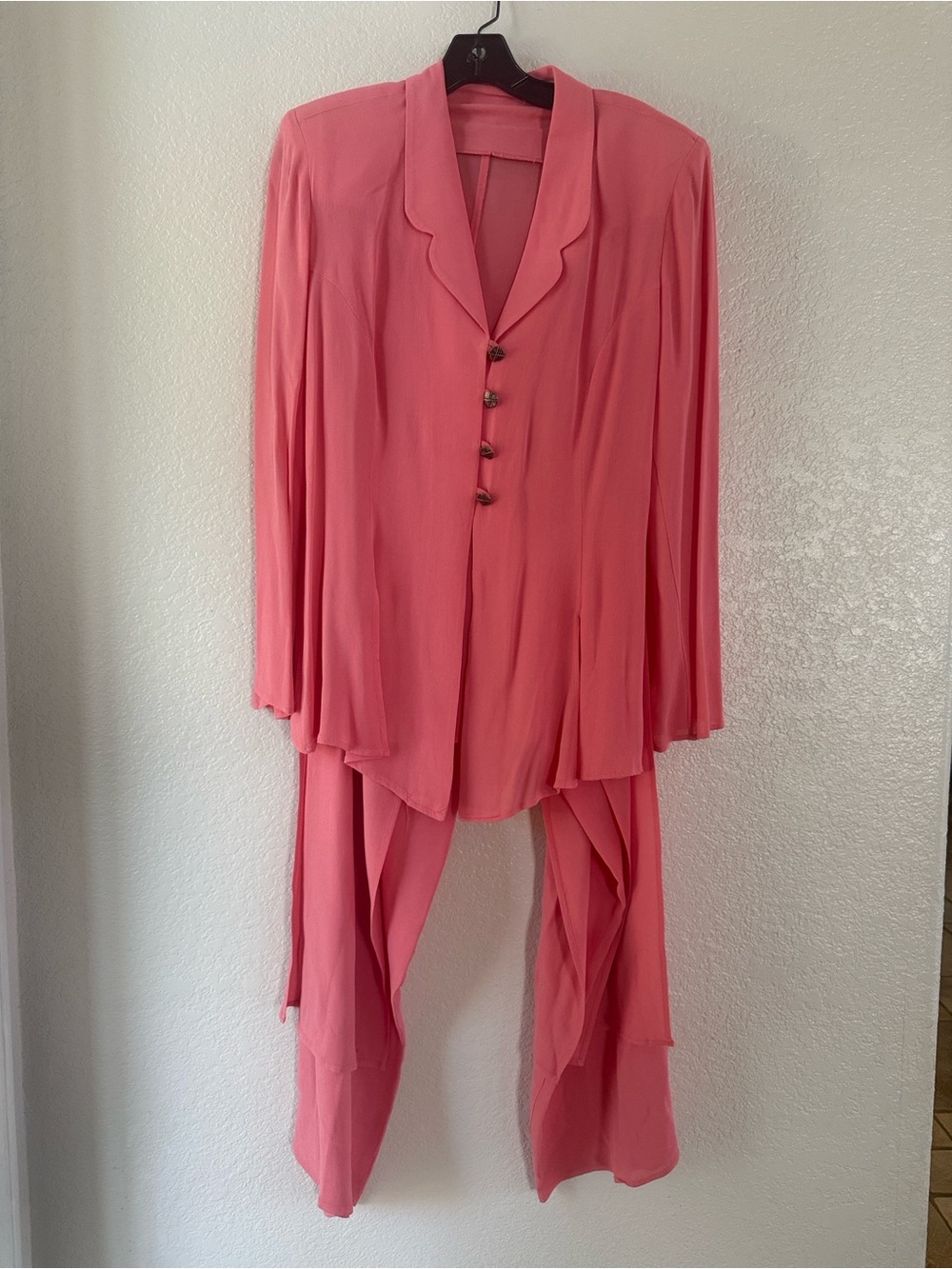 Flowing Coral Pink Two-Piece Pant Set